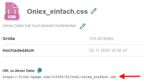Url zur css Dateit kopieren